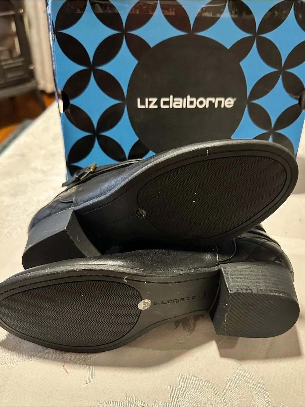 Liz Claiborne Black Quilted Buckle Ankle Boots